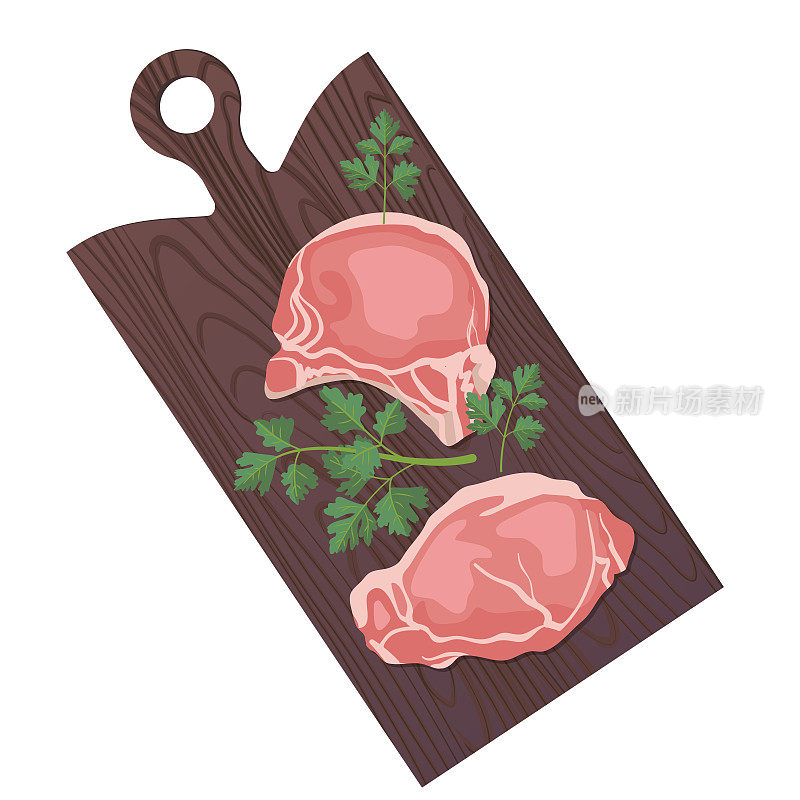 Cutting Board With Pork Chops